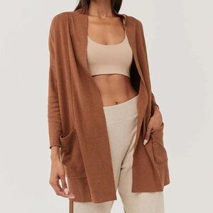 Pact Airplane Cardigan, warm brown, organic cotton